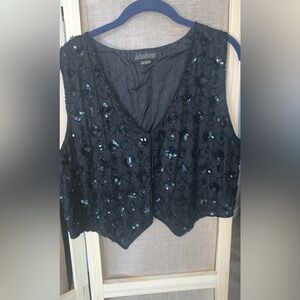 Vintage America Black Sequin Vest